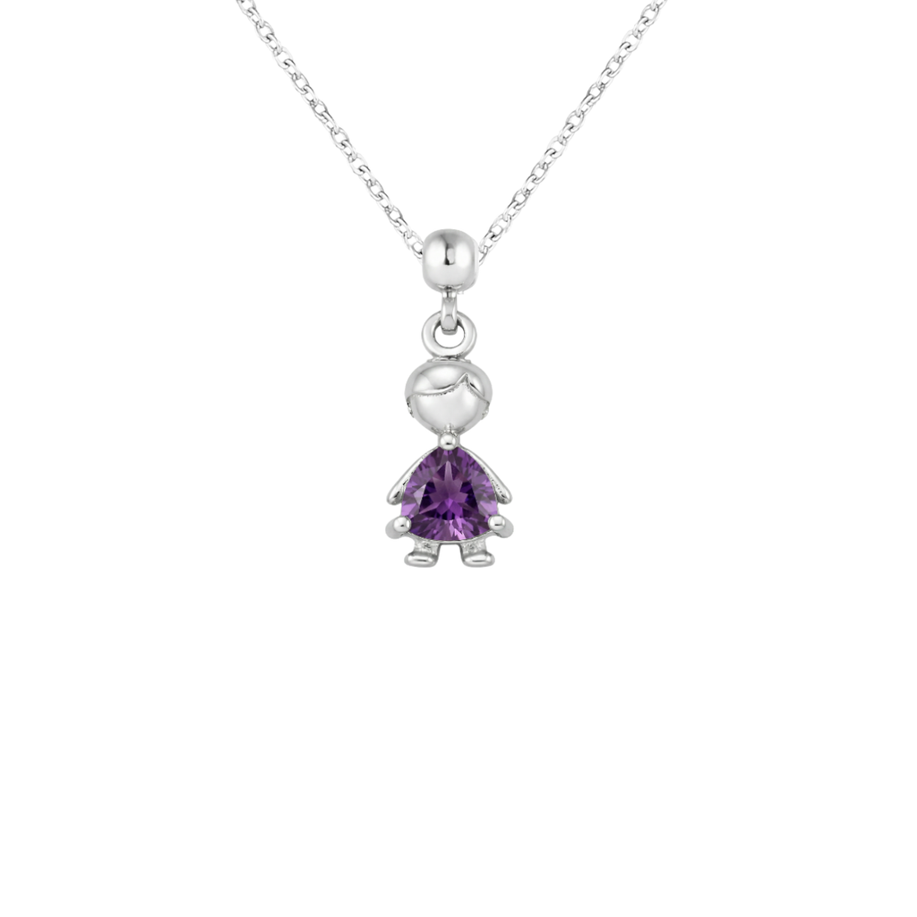 Boy Birthstone Silver Charm