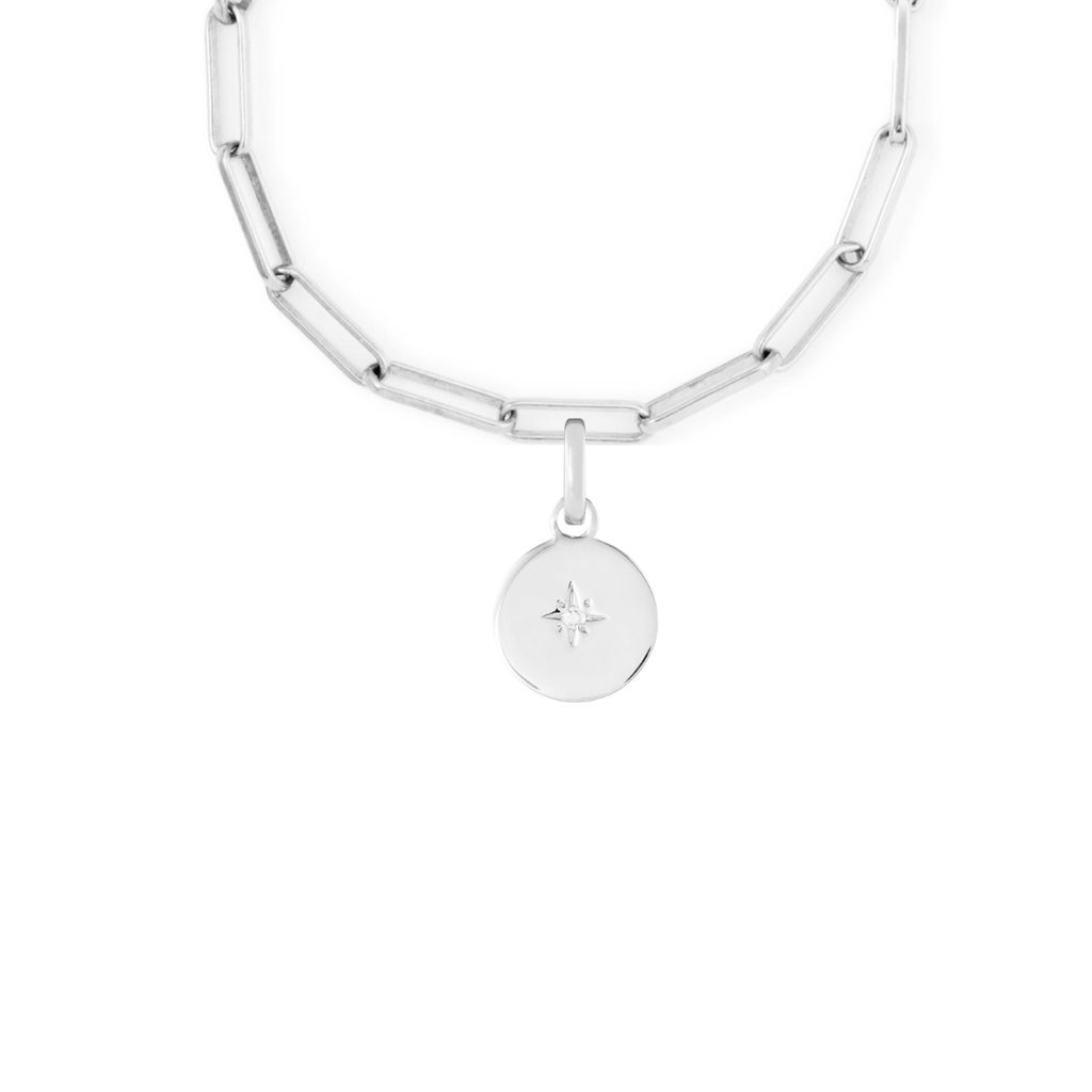Birthstone Disk Silver Clip Charm