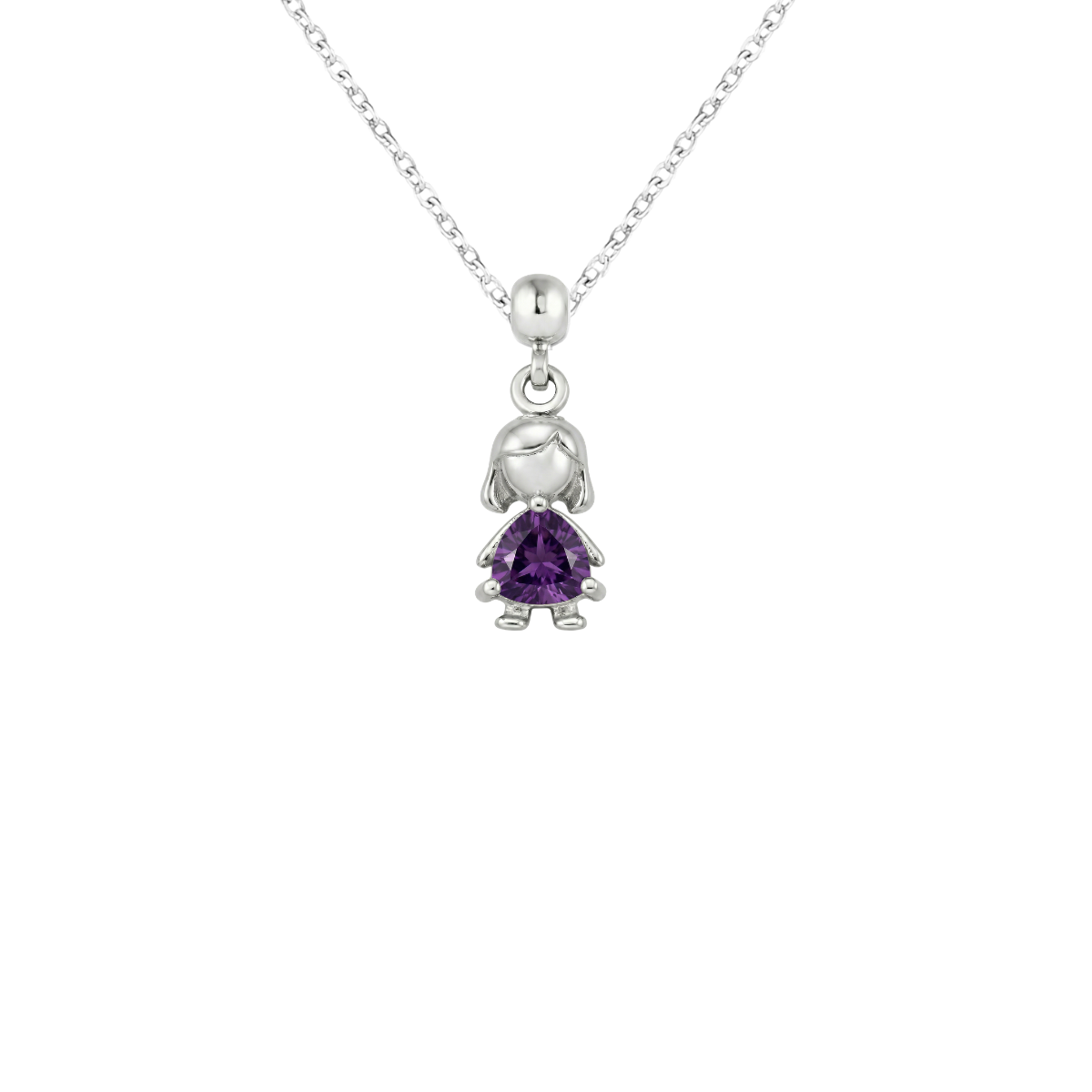 Girl Birthstone Silver Charm
