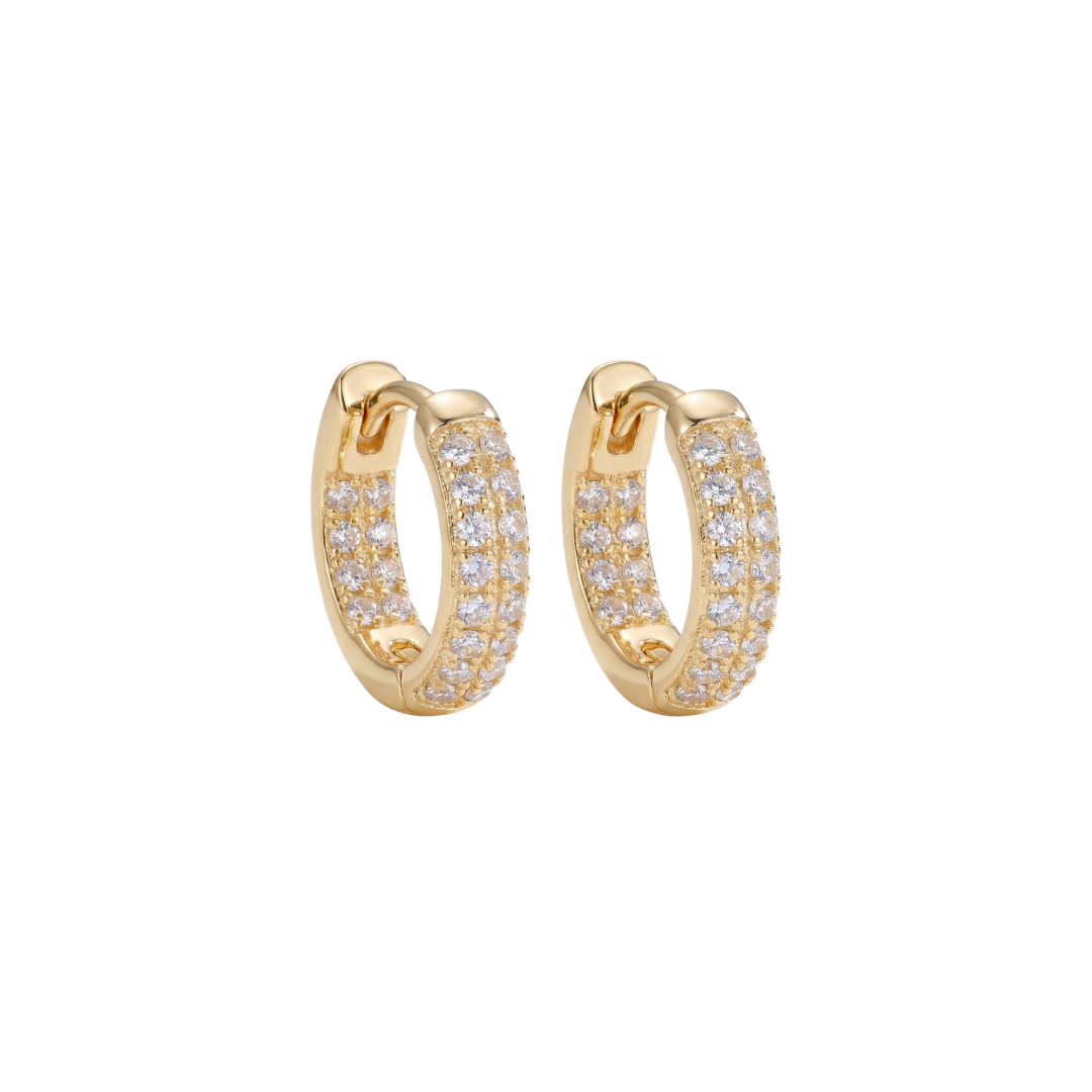 Halo Pavé Gold Plated Hoops