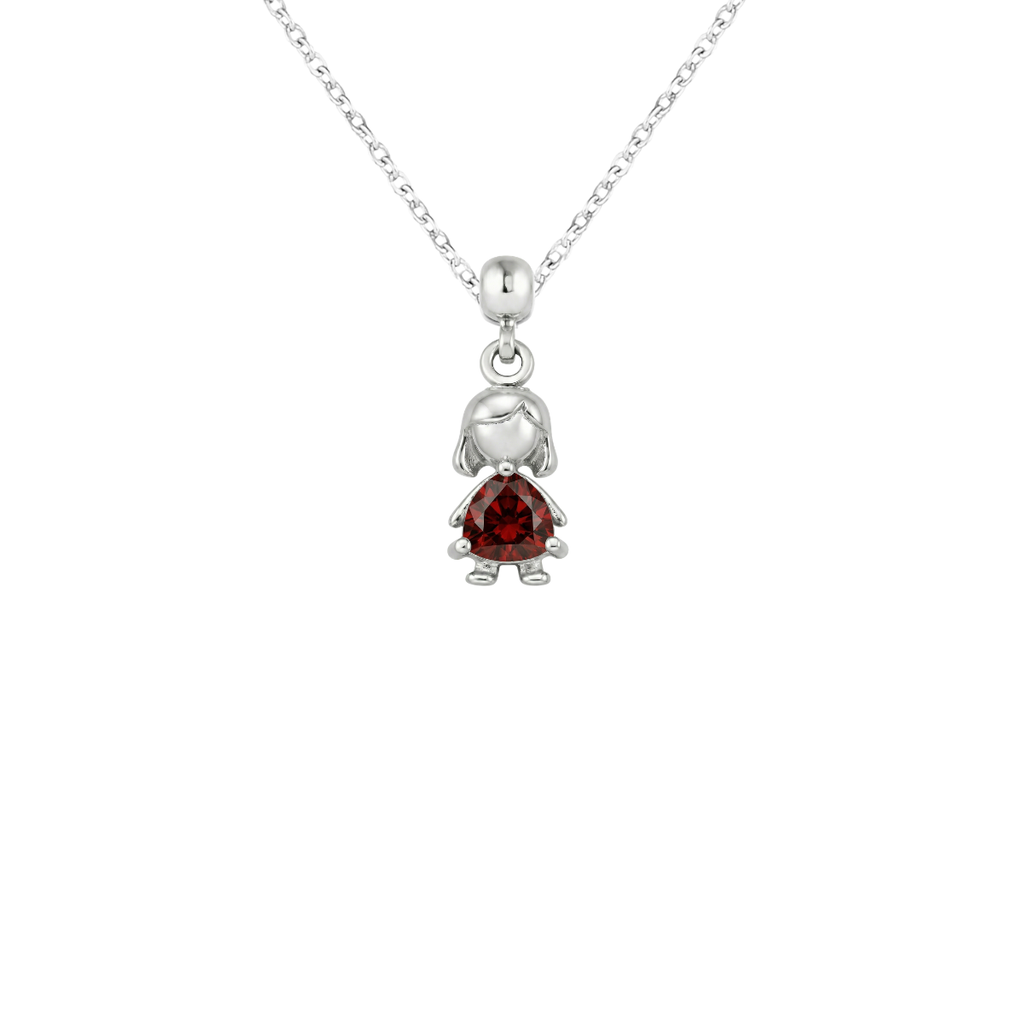 Girl Birthstone Silver Charm