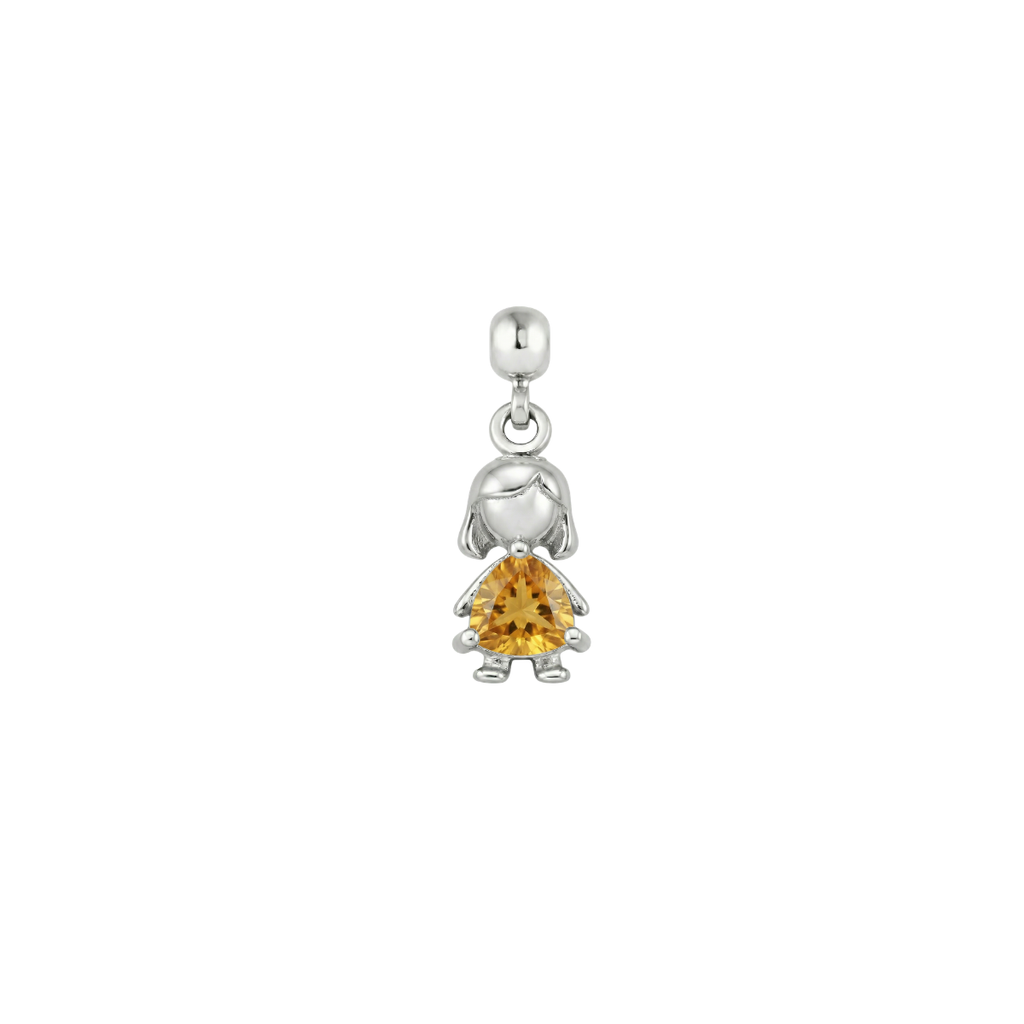 Girl Birthstone Silver Charm
