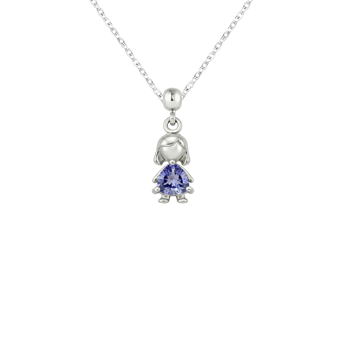 Girl Birthstone Silver Charm