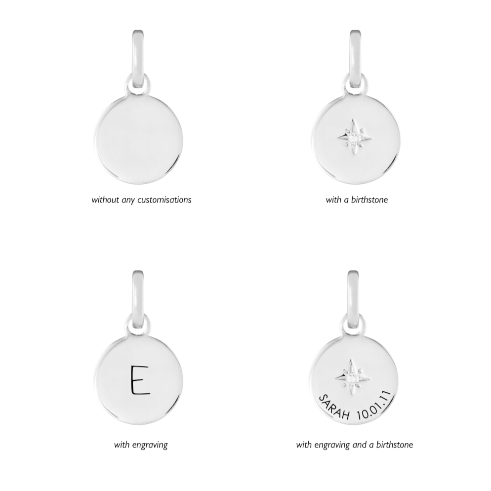 Birthstone Disk Silver Clip Charm