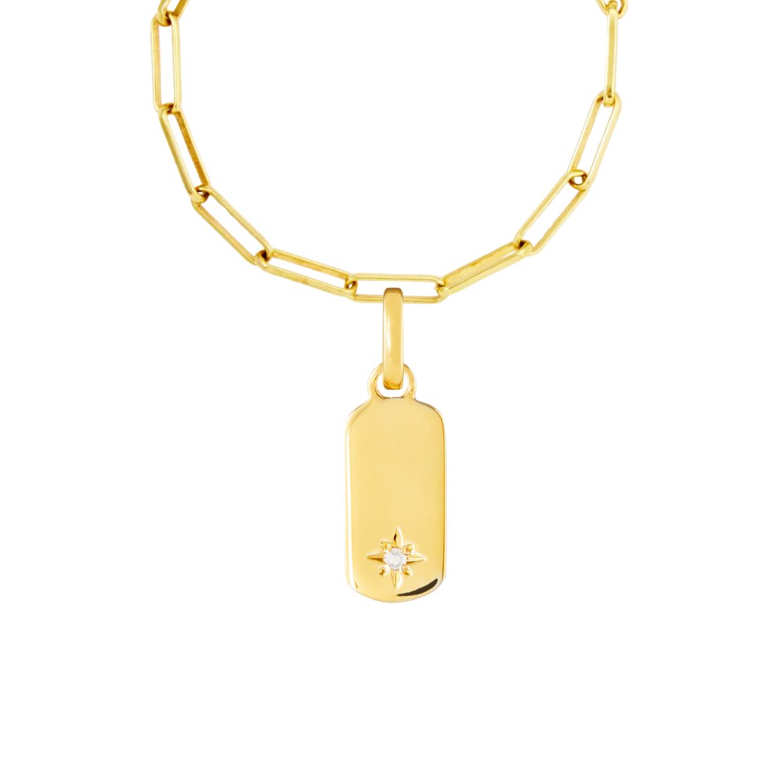 Birthstone Tag Gold Plated Clip Charms