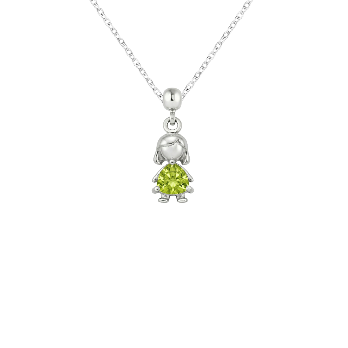 Girl Birthstone Silver Charm
