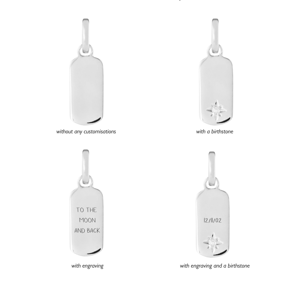 Birthstone Tag Silver Clip Charm