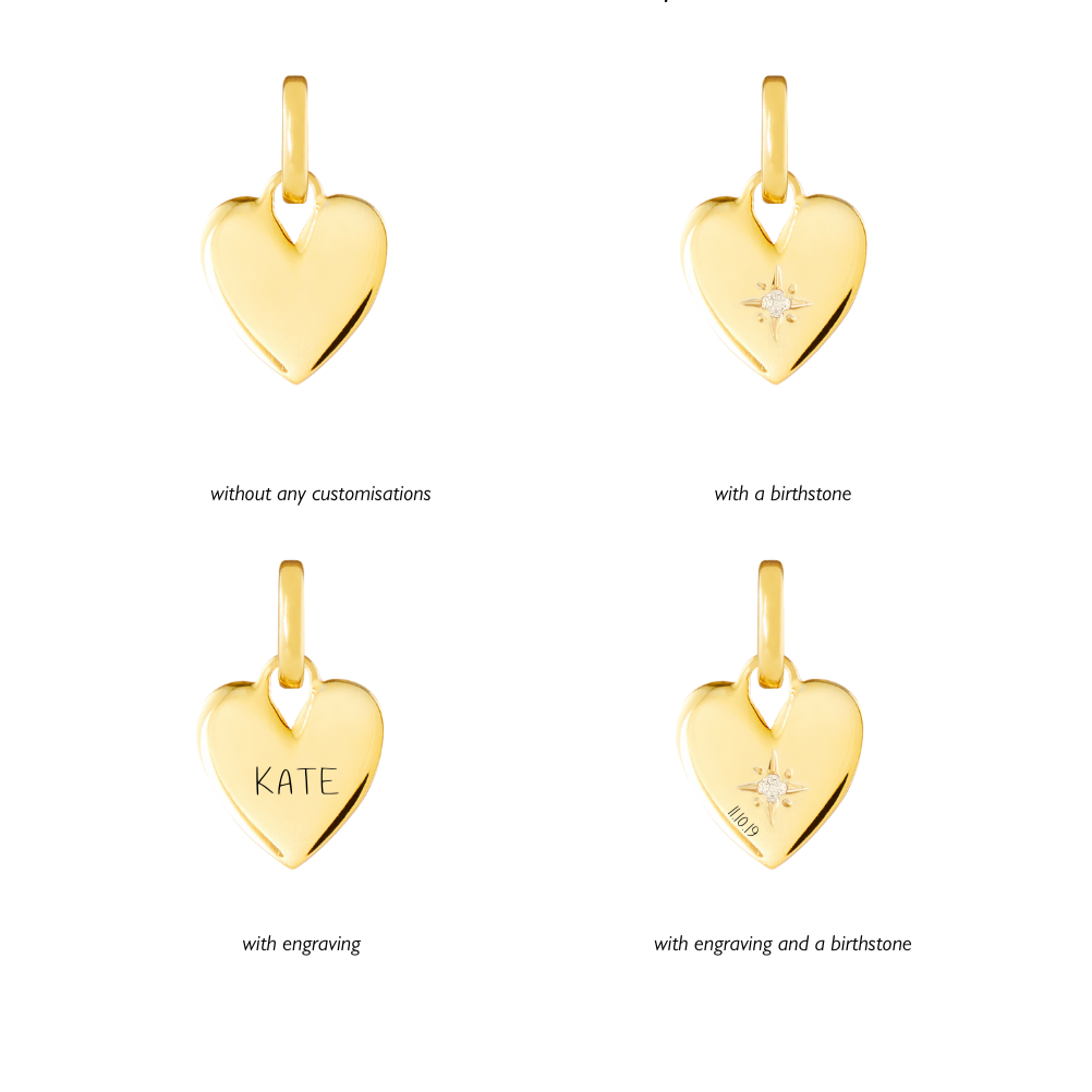 Personalised Heart Gold Plated Clip Charm Necklace