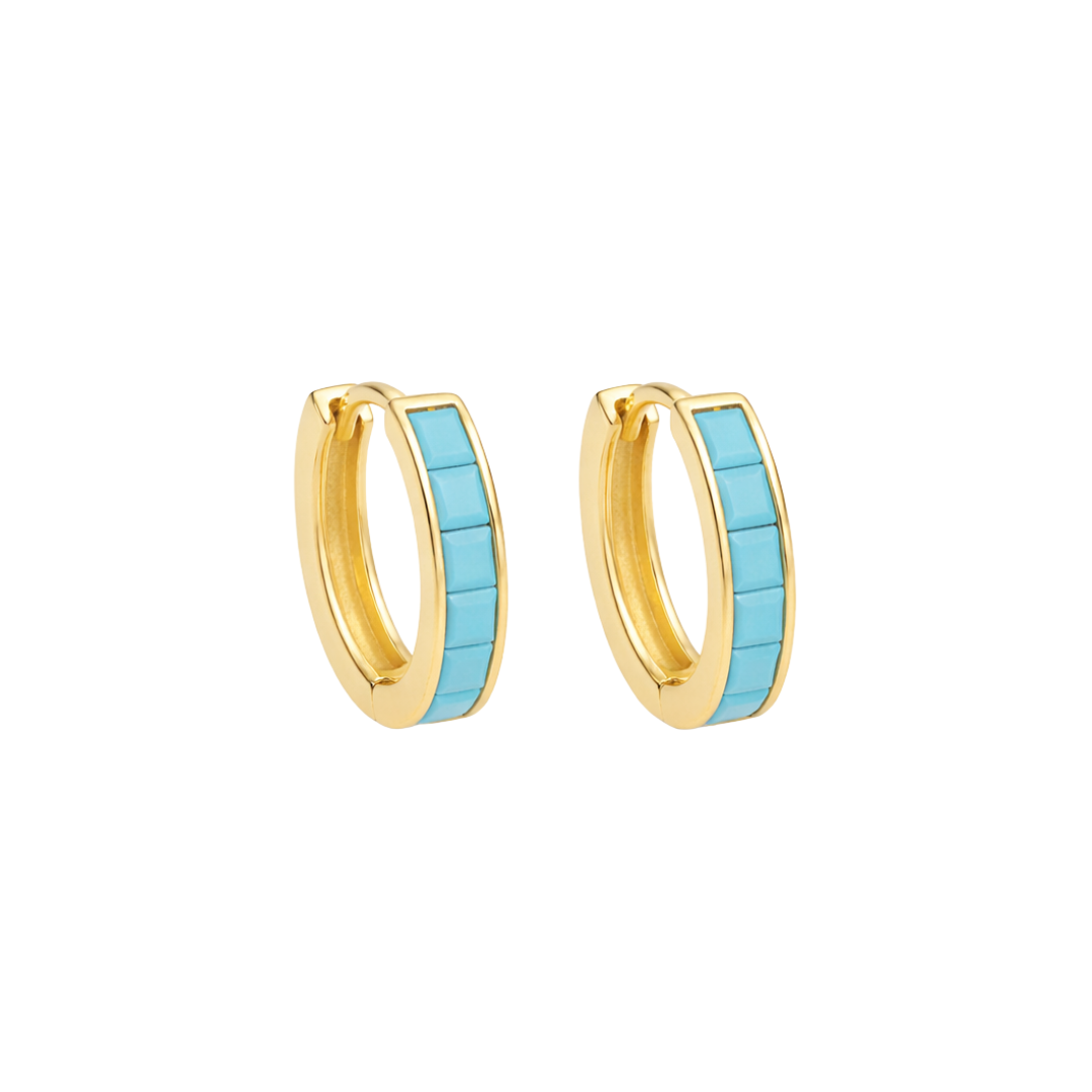 Azure Tile Gold Plated Hoops