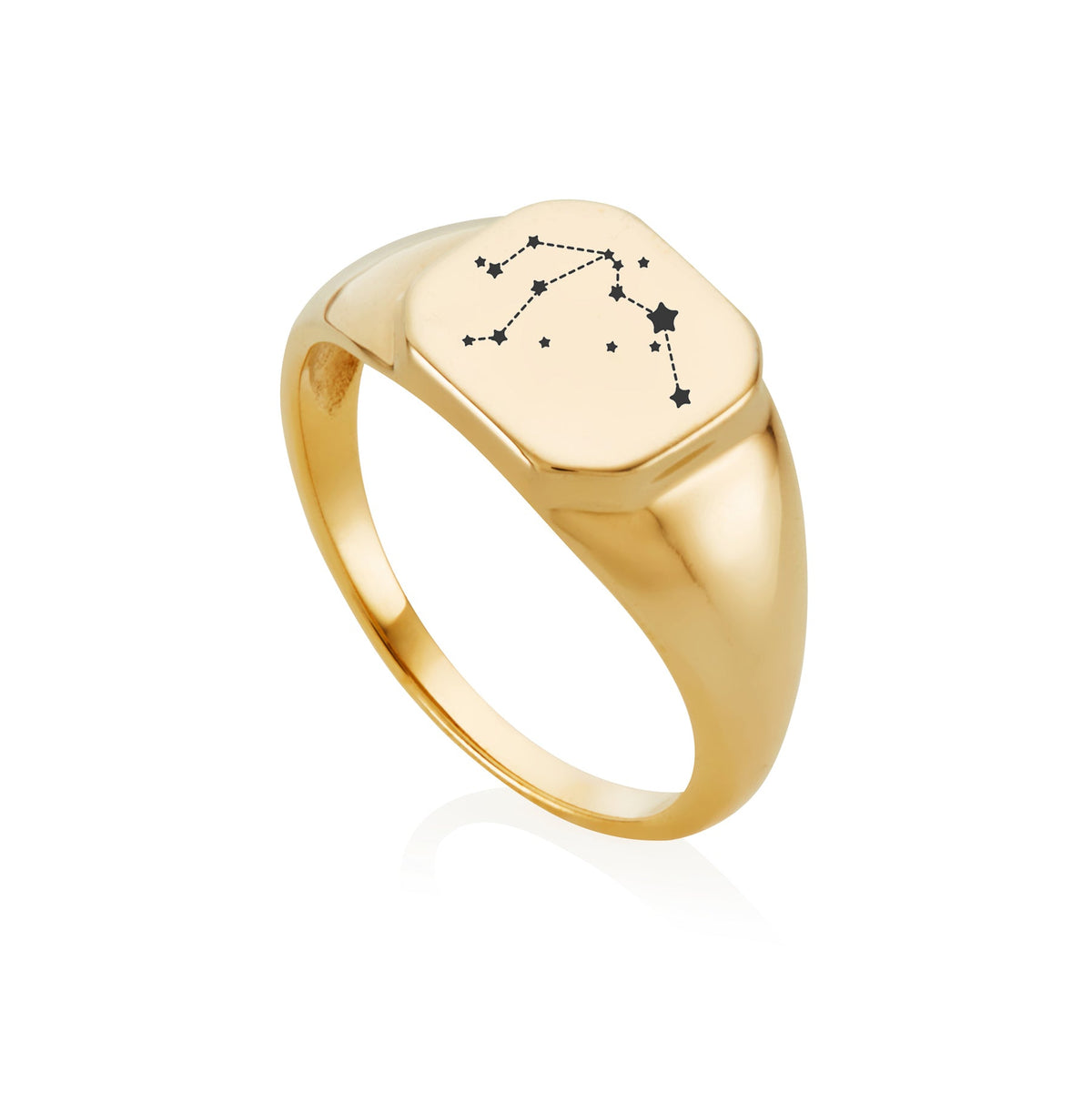 Star Sign Constellation Brass Signet Ring
