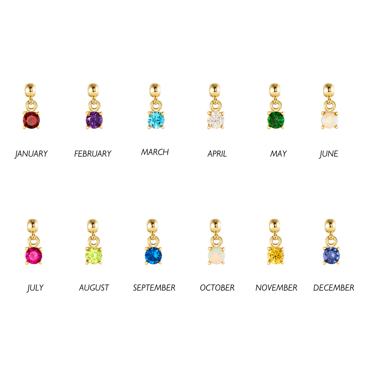 Birthstone 9ct Gold Charms