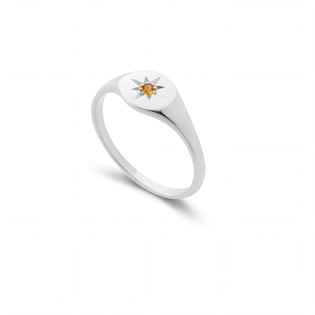 Mini Birthstone Signet Ring
