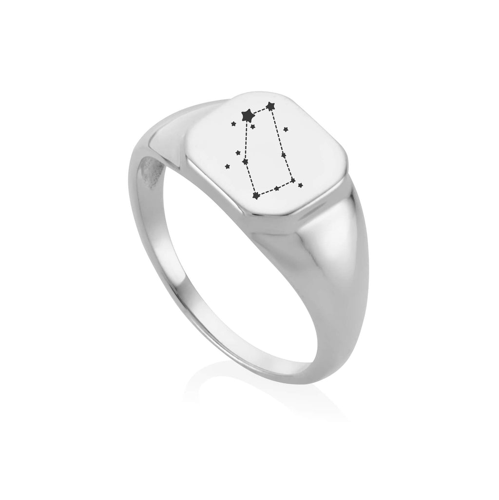 Star Sign Constellation Silver Signet Ring