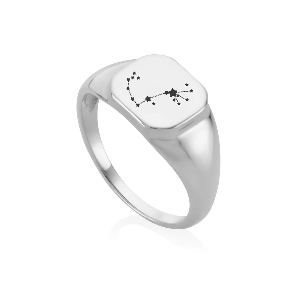 Star Sign Constellation Silver Signet Ring