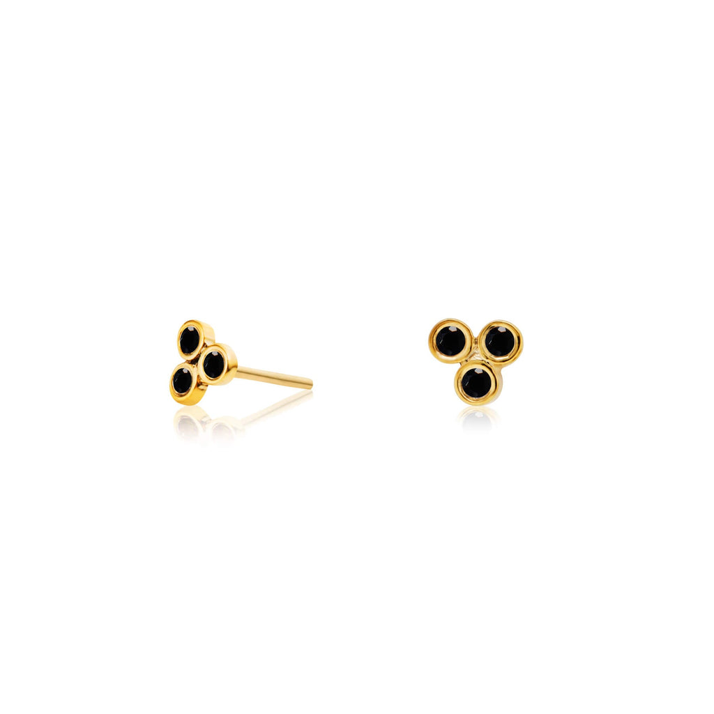 Zia Trio Midnight Gold Studs