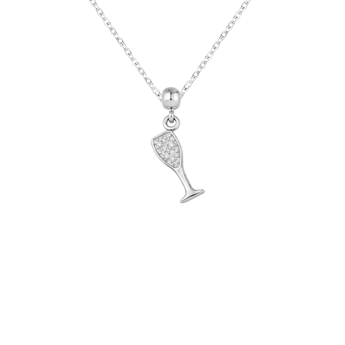 Champagne Flute Silver Charm