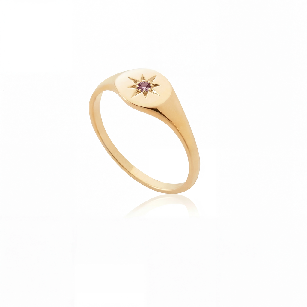 Mini Birthstone Signet Ring