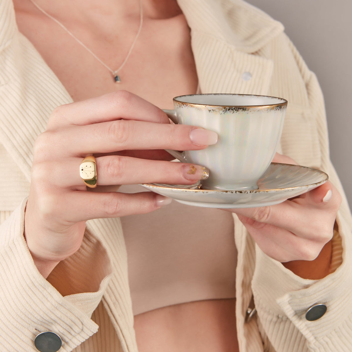 Star Sign Constellation Brass Signet Ring