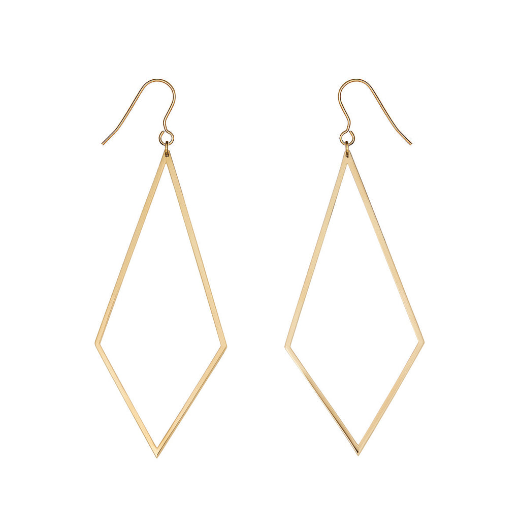 Diamond Frame Brass Earrings