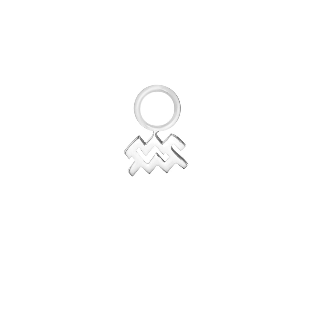 Aquarius Silver Single Hoop Charm