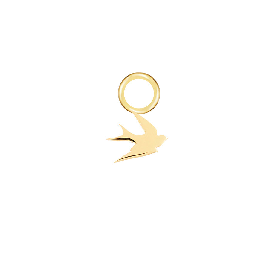 Swallow Gold Single Hoop Charm