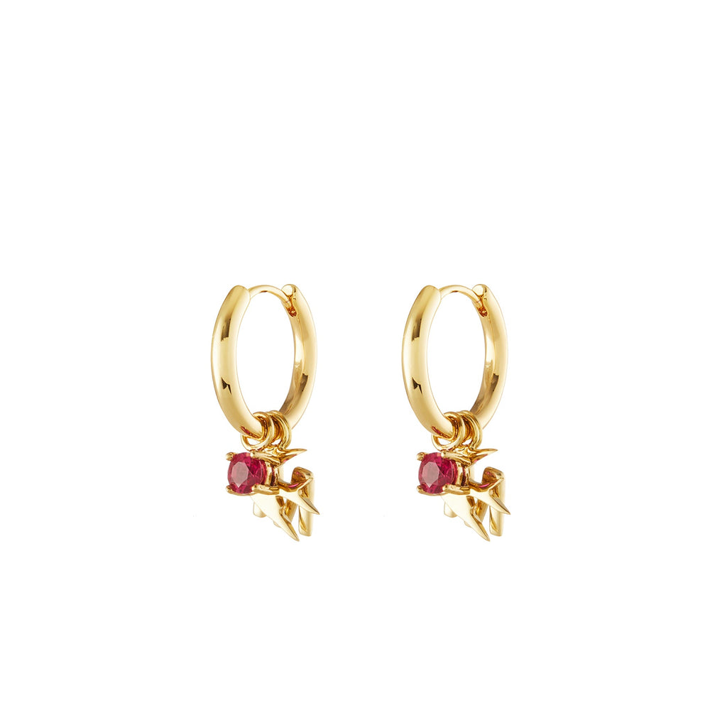 Cat Paw Gold Single Hoop Charm
