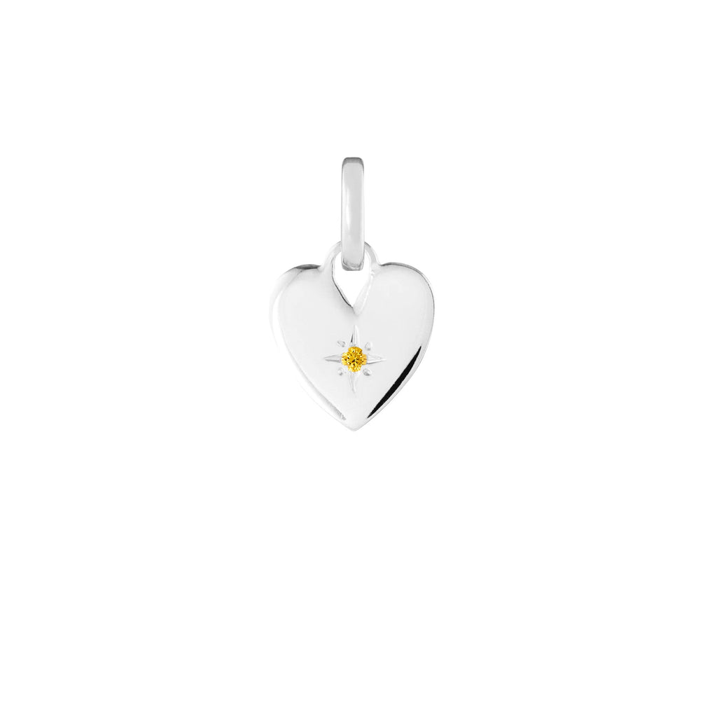 Birthstone Heart Silver Clip Charm Paperclip Necklace