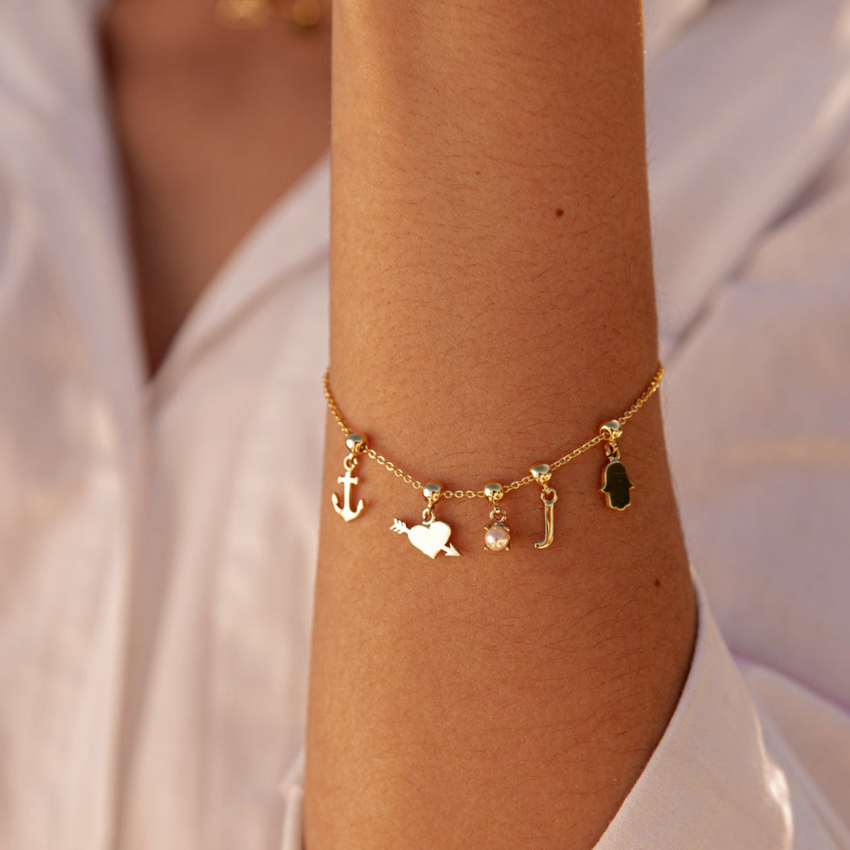 Solid Hamsa Gold Plated Charm